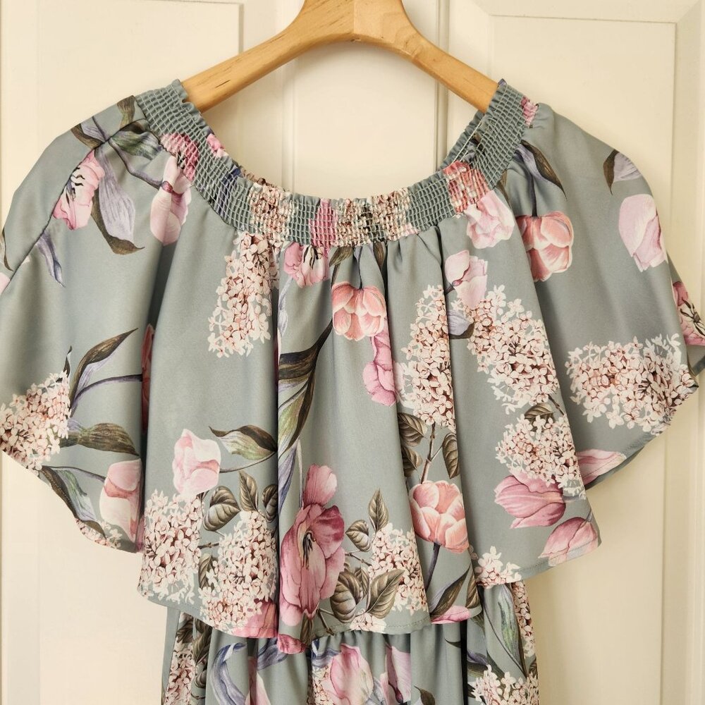 Show Me Your Mumu Hacienda Floral Maxi Dress Off Shoulder Ruffle Boho Pretty - Picture 3 of 7